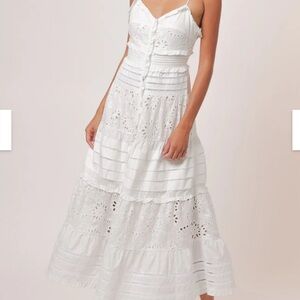 Line and Dot NWT SZ Small the Pixie White eyelet Tiered Maxi Dress
